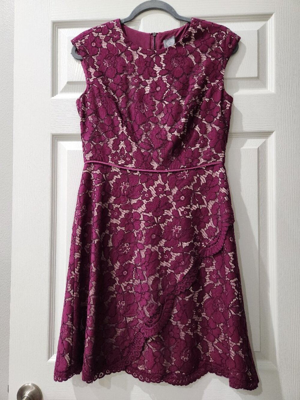 Vince Camuto magenta lace dress